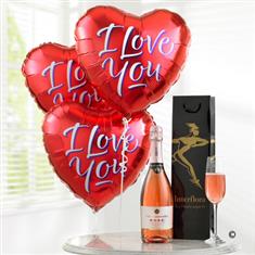 Sparkling Rose and Balloons Gift