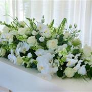 Luxury White Coffin Spray - White 3ft