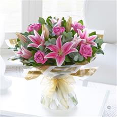 Pink Rose &amp; Lily Hand-tied