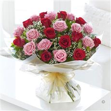 Extra Large Heavenly Pink and Red Rose Hand-tied