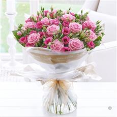 Extra Large Pink Lisianthus &amp; Rose Hand-tied