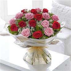 Heavenly Pink and Red Rose Bouquet