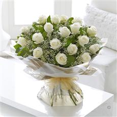 Large Heavenly White Rose Hand-tied