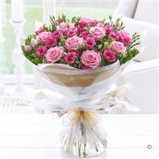Large Pink Lisianthus &amp; Rose Hand-tied