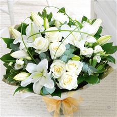 Large Wonderfully White Hand-tied with Champagne