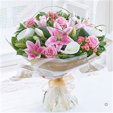 Pink Rose &amp; Calla Lily Hand-tied with Sparkling Rose