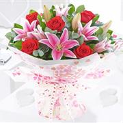 Dazzling Rose and Lily Handtied